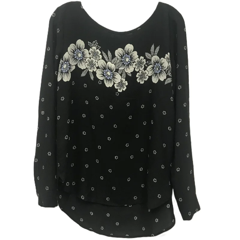 Hurry In Black Top Long Sleeve By Loft, Size: M