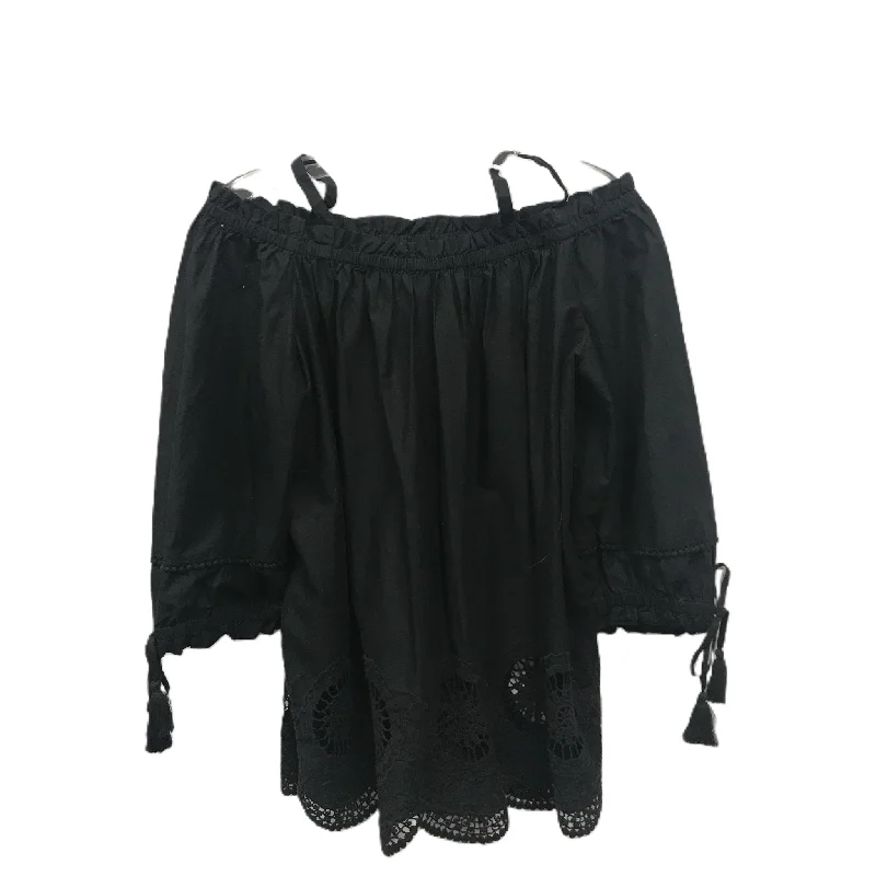 Year-End Sale Black Top Short Sleeve By Loft, Size: L