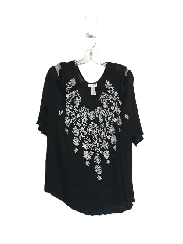 Daily Deals Black & White Top Long Sleeve By Catherines, Size: 3x