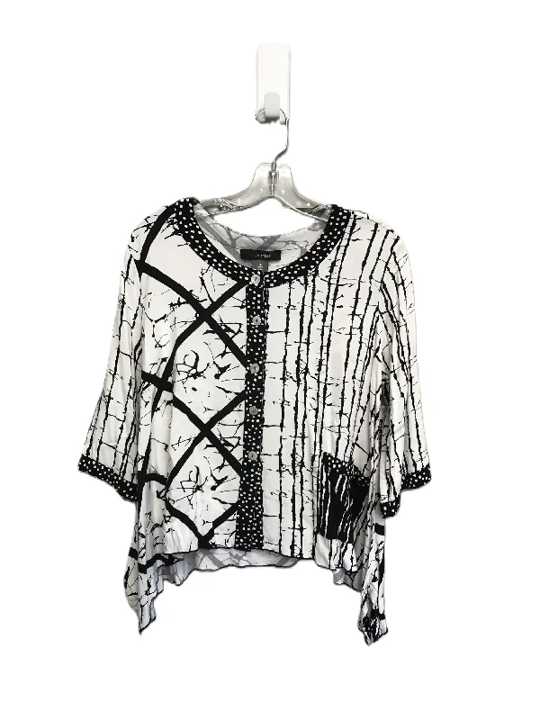 Super Sale Black & White Top Short Sleeve By Ali Miles, Size: L