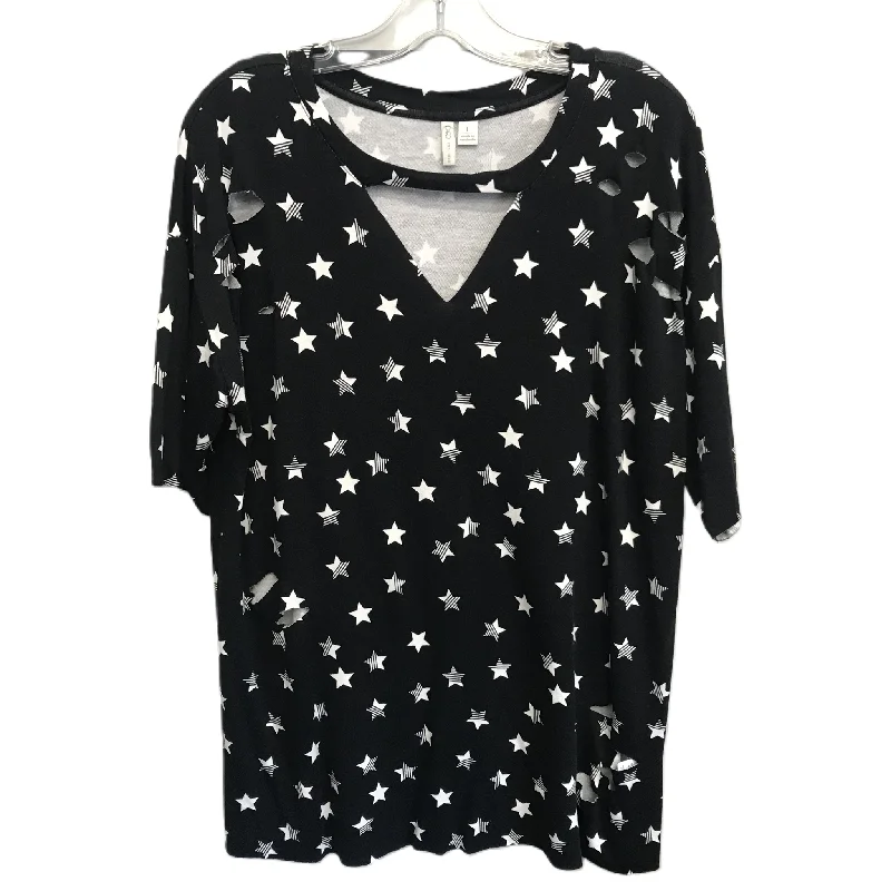Limited Time Offer Black & White Top Short Sleeve By Cato, Size: L