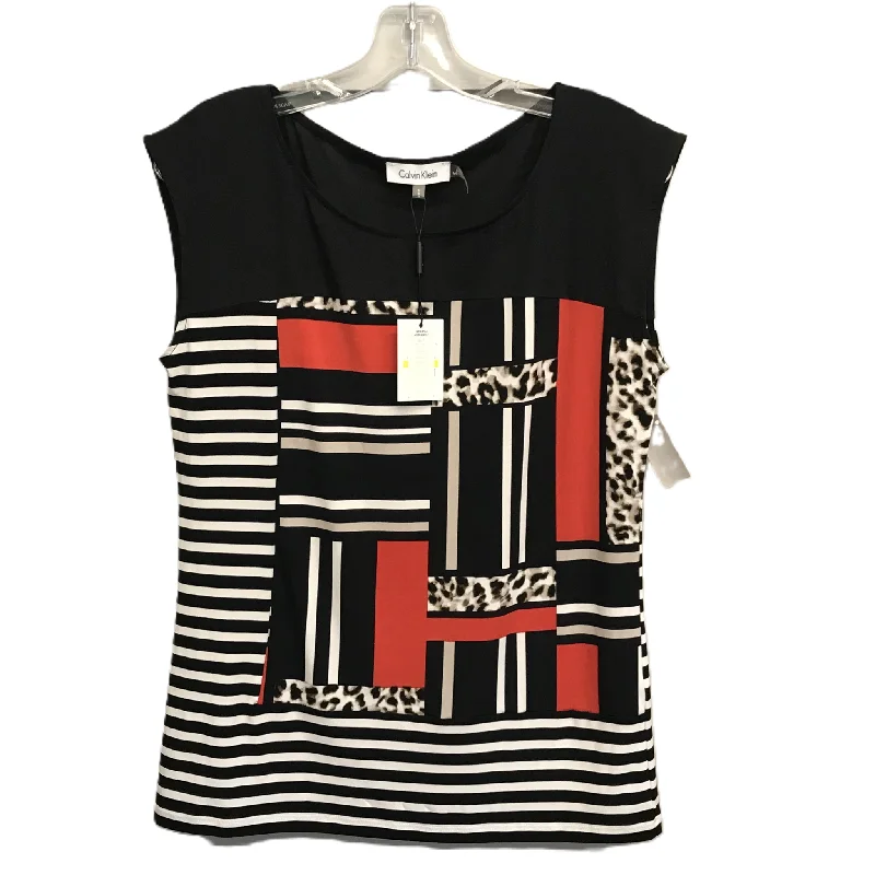 Crazy Deals Black & White Top Sleeveless By Calvin Klein, Size: M