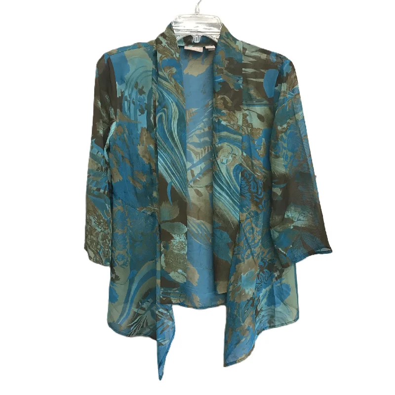 Hot Deal Blue & Brown Cardigan By Chicos, Size: S