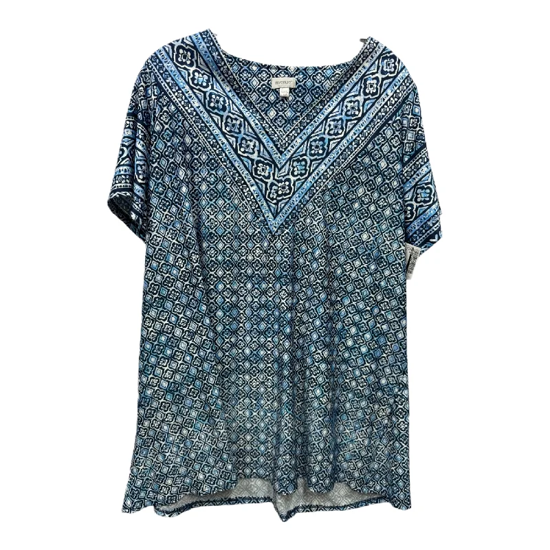 Clearance Event Blue Top Short Sleeve By Avenue, Size: 1x