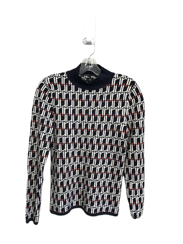 Price Break Blue & White Top Long Sleeve By River Island Size: L