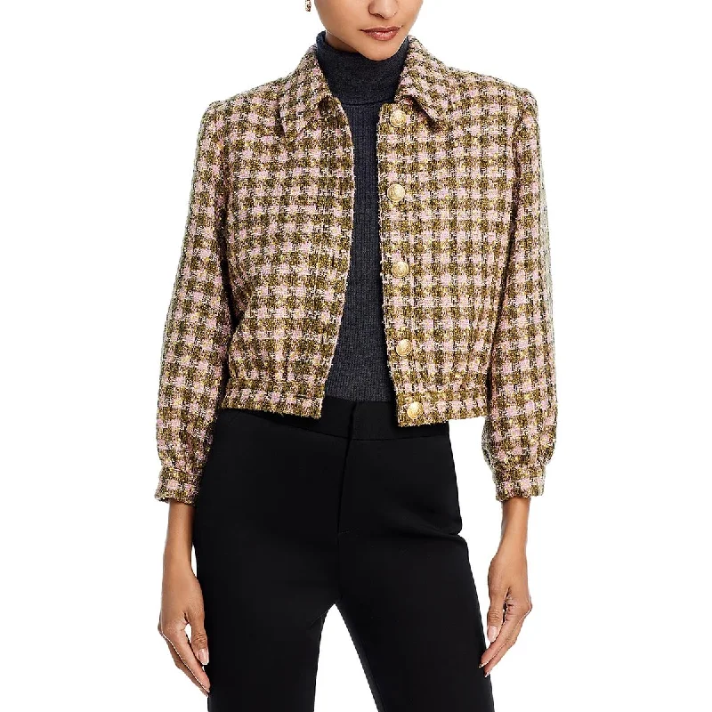 Bridges Womens Tweed Metallic Shirt Jacket