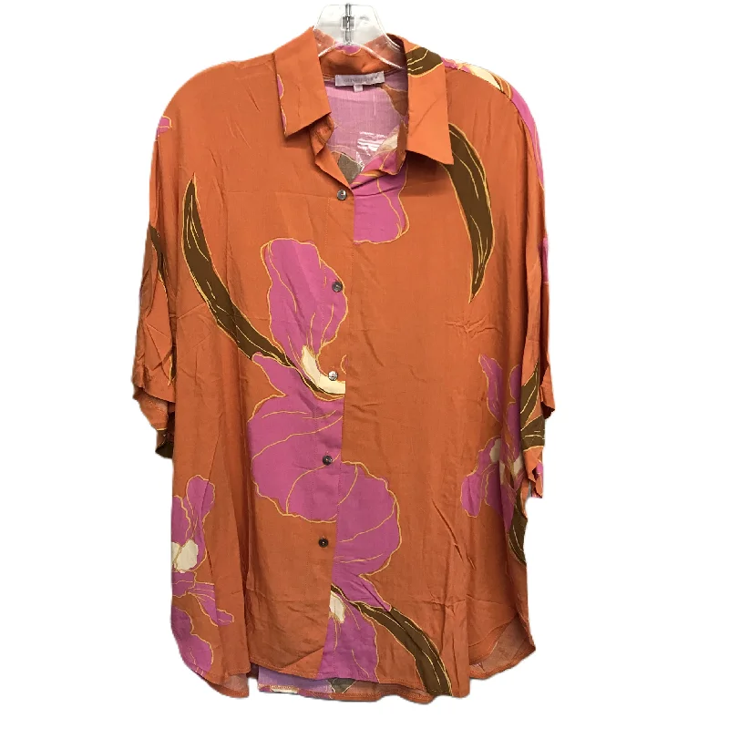 Weekend Deal Floral Print Top Short Sleeve By Olivaceous, Size: M