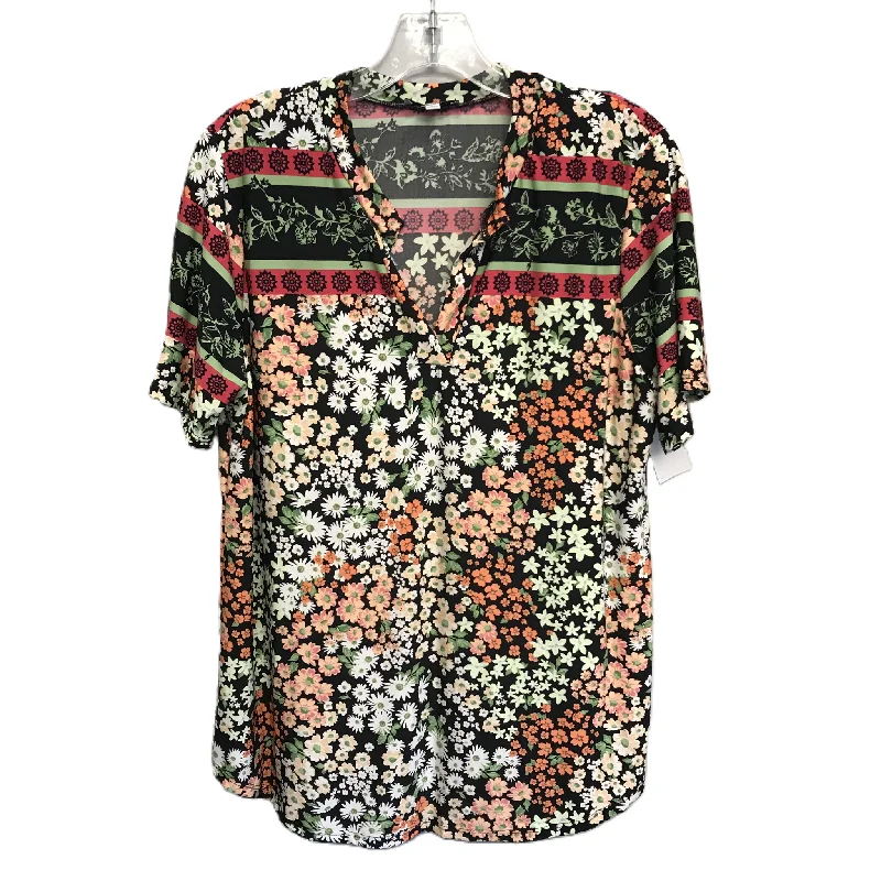 TIME-Limited Offer Floral Print Top Short Sleeve By White Birch, Size: L