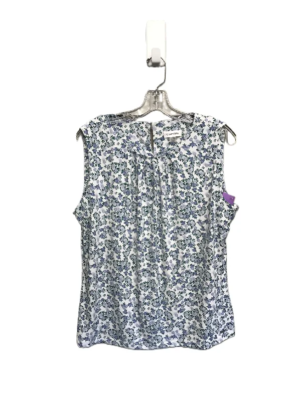 Closeout Sale Floral Print Top Sleeveless By Calvin Klein, Size: Xl
