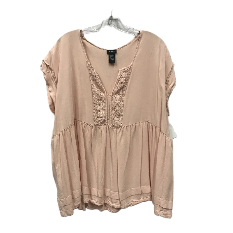 Sneak Peek Sale Peach Top Short Sleeve By Torrid, Size: 2x