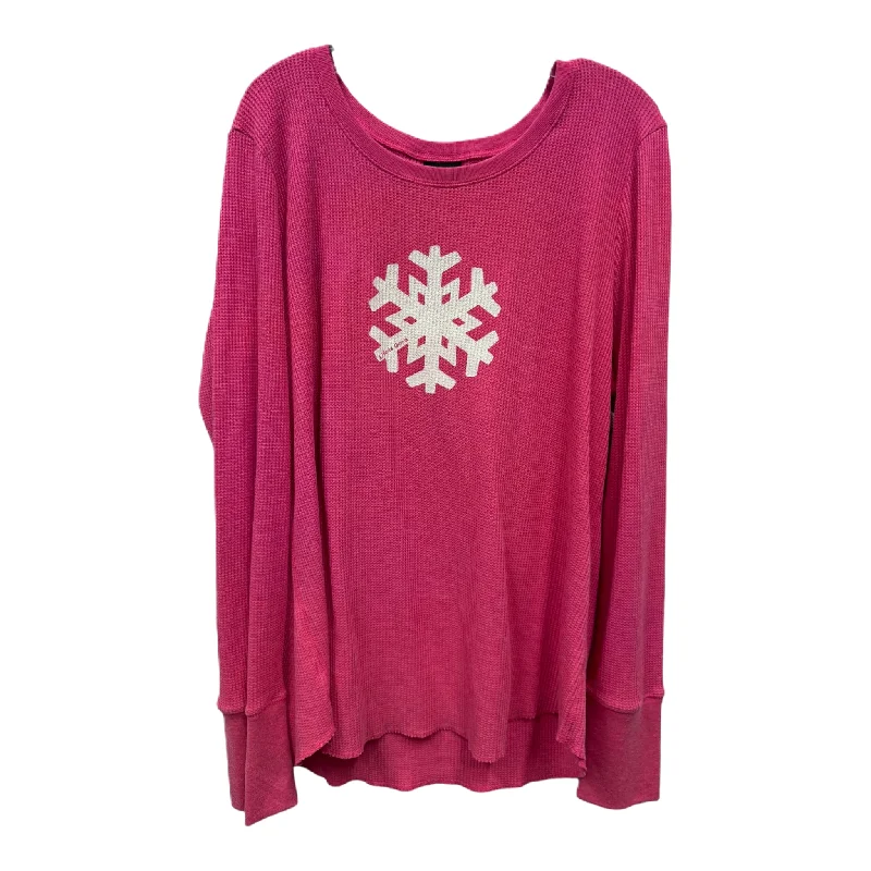 Early Bird Discount Pink Athletic Top Long Sleeve Crewneck By Life Is Good, Size: 2x