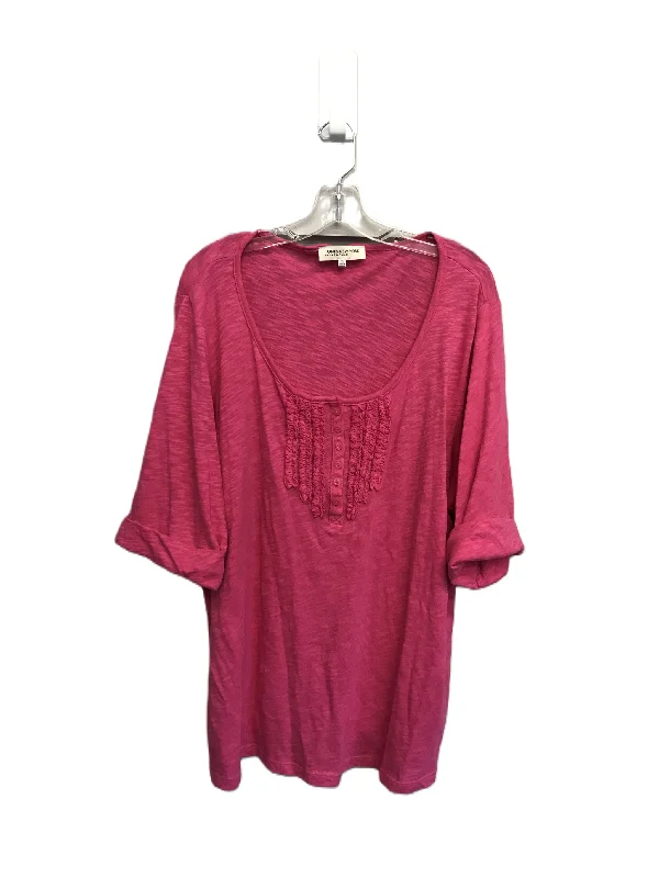 Limited Stock Pink Top Short Sleeve By Jones New York, Size: 3x