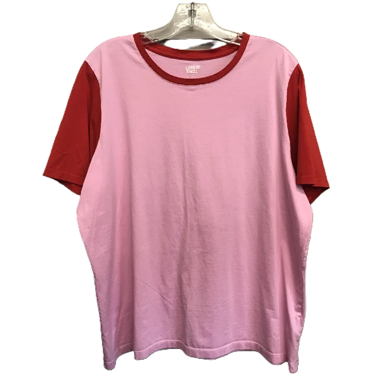 Unmissable Offer Pink Top Short Sleeve By Lands End, Size: 1x