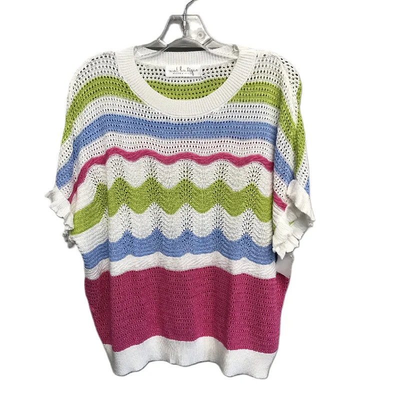 Act Now Striped Pattern Sweater Short Sleeve By  MOD BOUTIQUE, Size: L