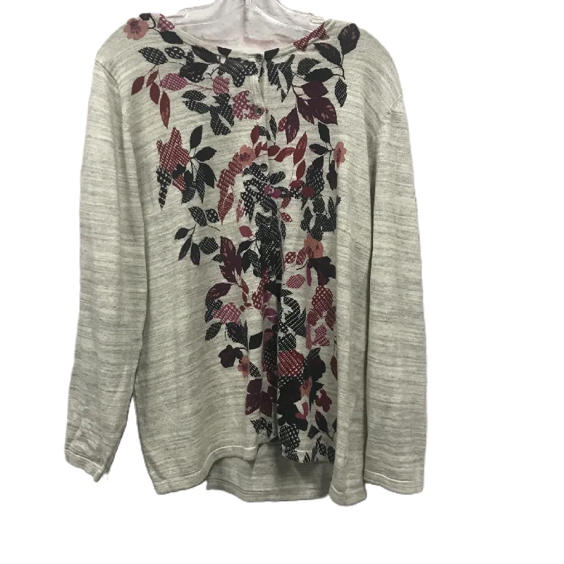 Overstock Taupe Sweater Cardigan By Cj Banks, Size: 1x