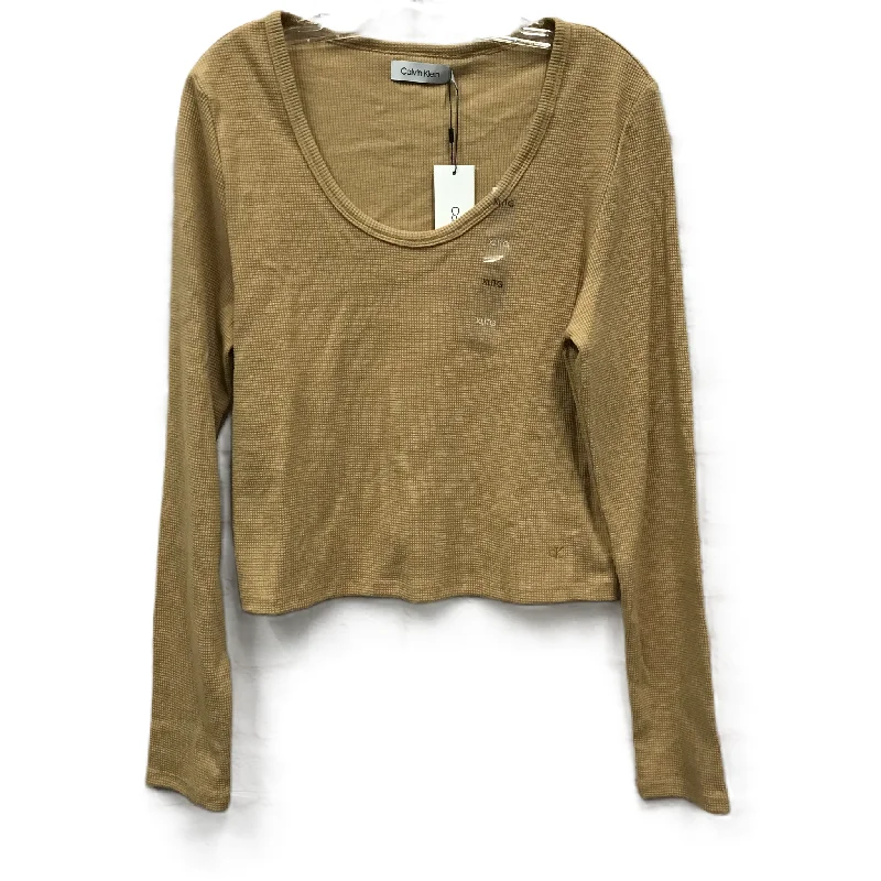 Discount Days Top Long Sleeve By Calvin Klein In Brown, Size: Xl