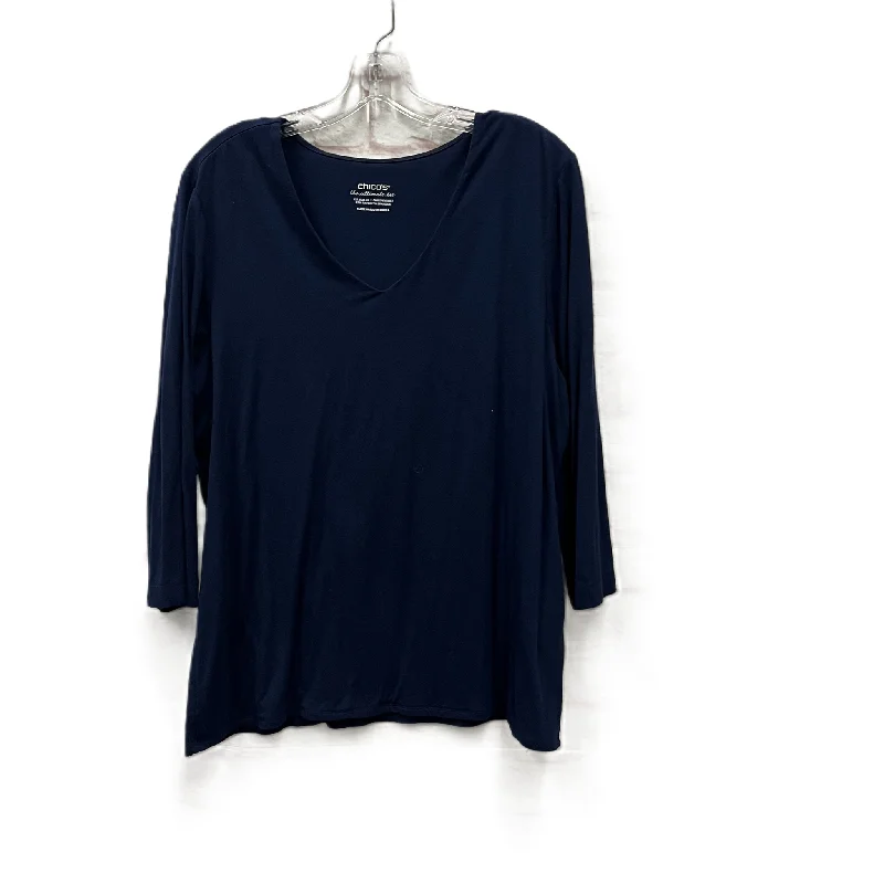 Top Long Sleeve By Chicos In Blue, Size: Xl