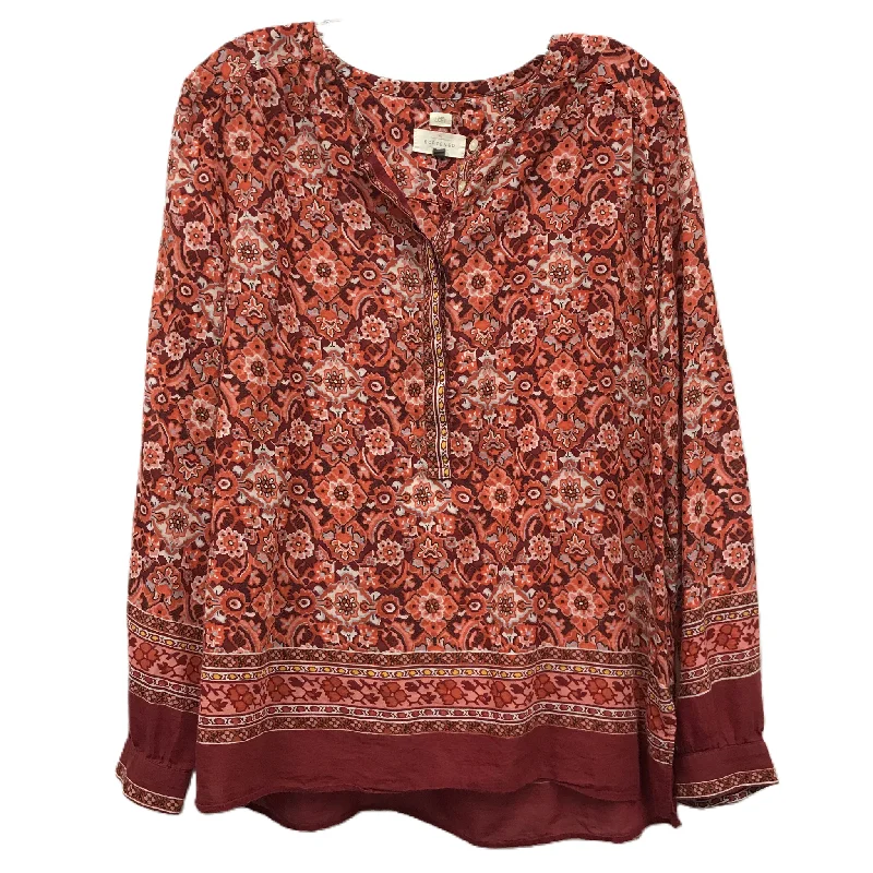 Last Chance Top Long Sleeve By Loft In Red, Size: M