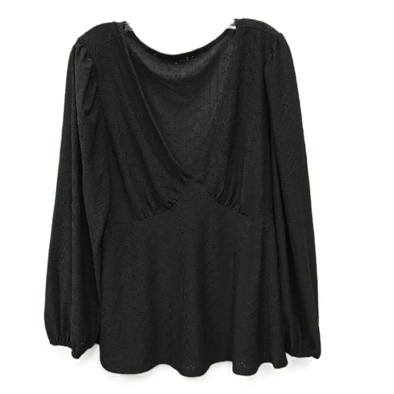 Fantastic Offers Top Long Sleeve By Shein In Black, Size: 3x