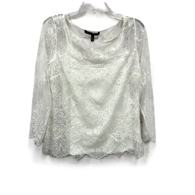 Overstock Top Long Sleeve By White House Black Market In White, Size: S