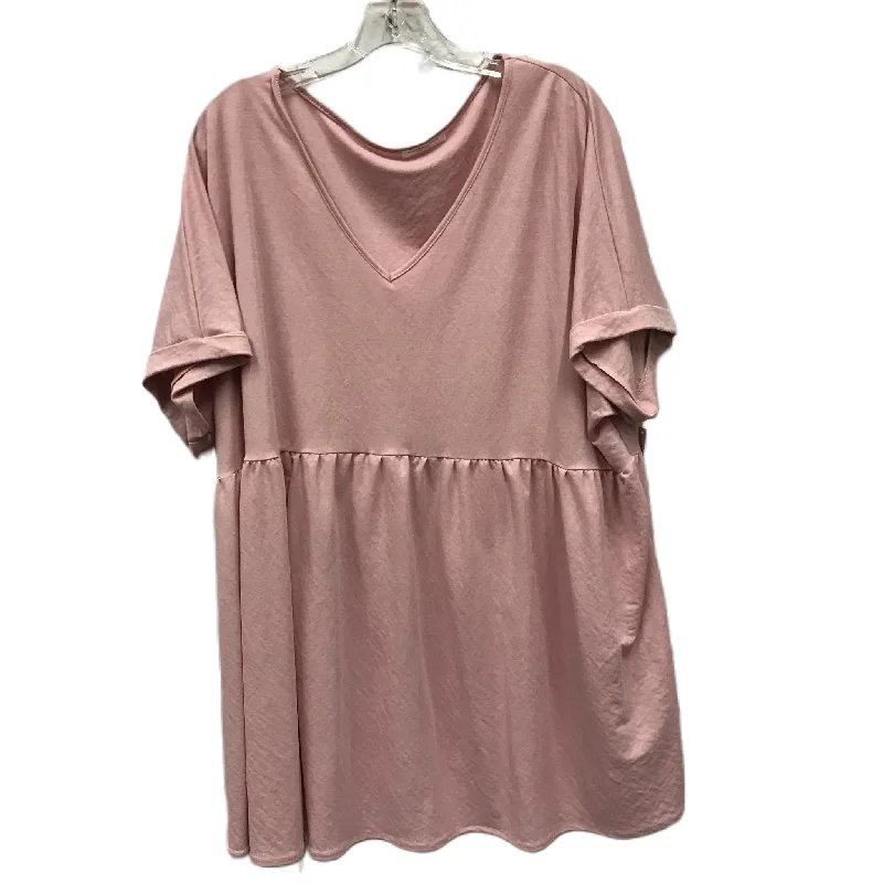 Act Fast Top Short Sleeve By Chicsoul In Pink, Size: 3x