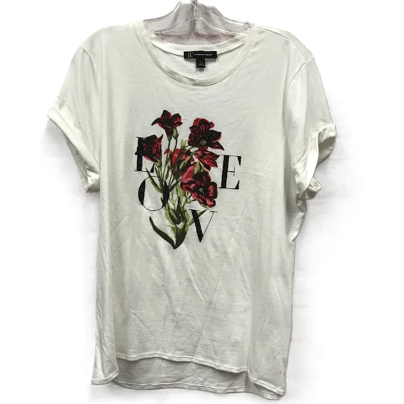 Doorbuster Deal Top Short Sleeve By Inc In White, Size: L