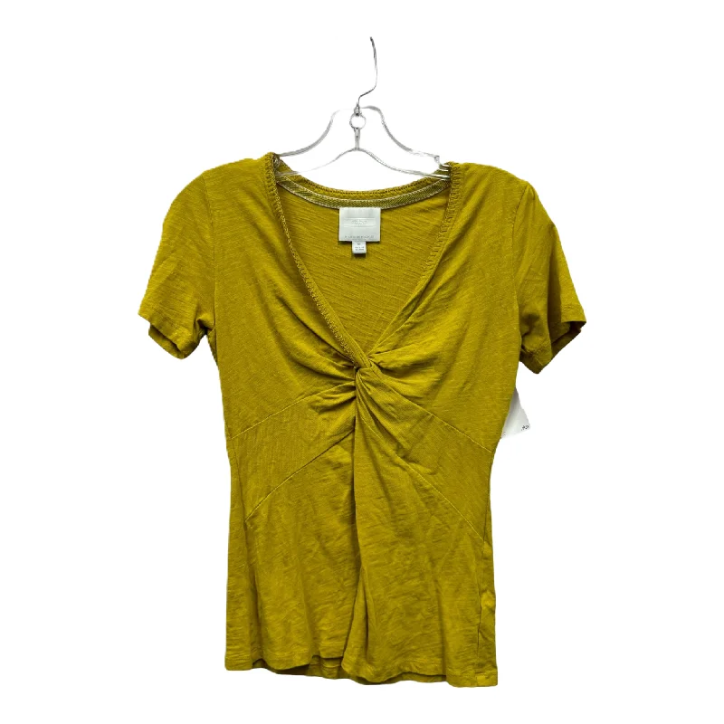 Price Slash Yellow Top Short Sleeve By Anthropologie, Size: Xs
