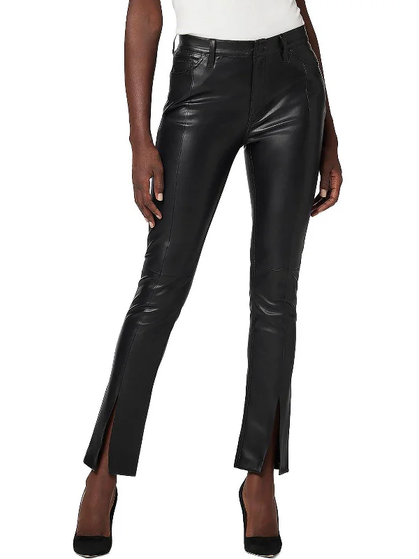 While Supplies Last Barbara Womens Faux Leather High Waist Straight Leg Pants