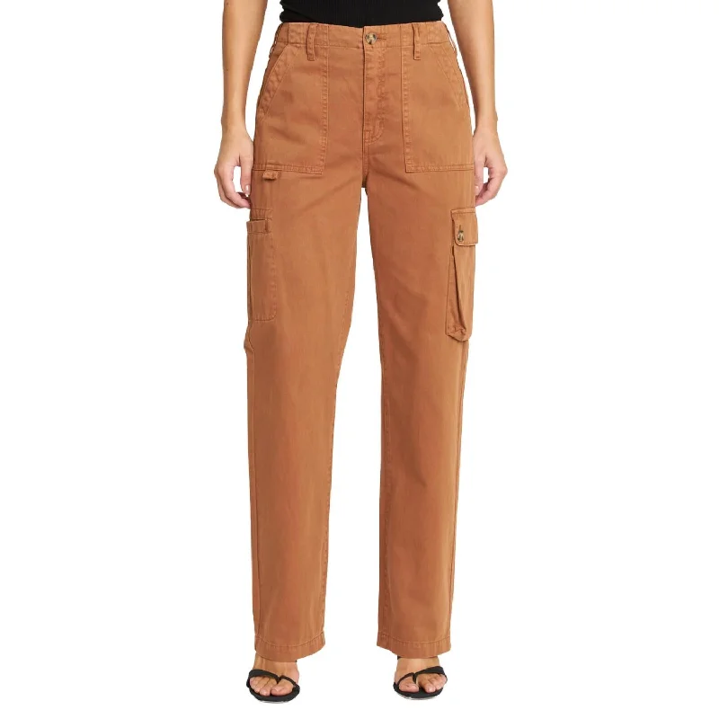 Crazy Deals Cassie Cargo High Rise Pant In Spicy Brown