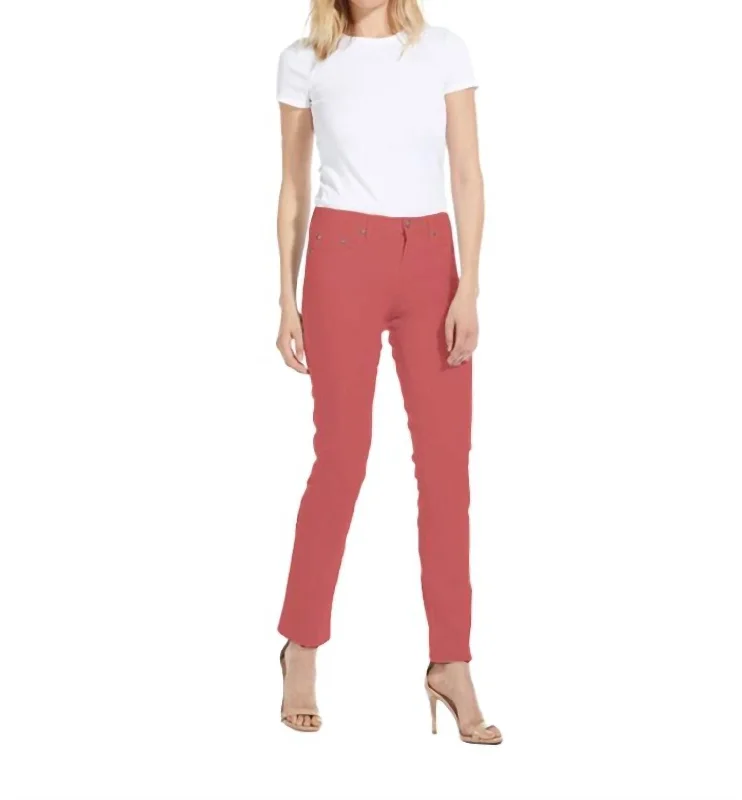 Cotton Twill Stretch Slim-Fit Jeans In Coral