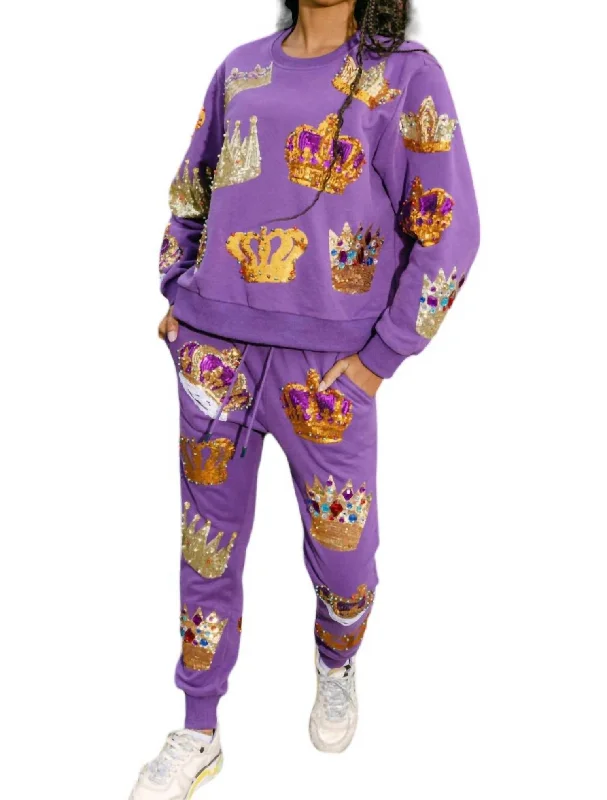 Daily Deals Crown Joggers In Purple