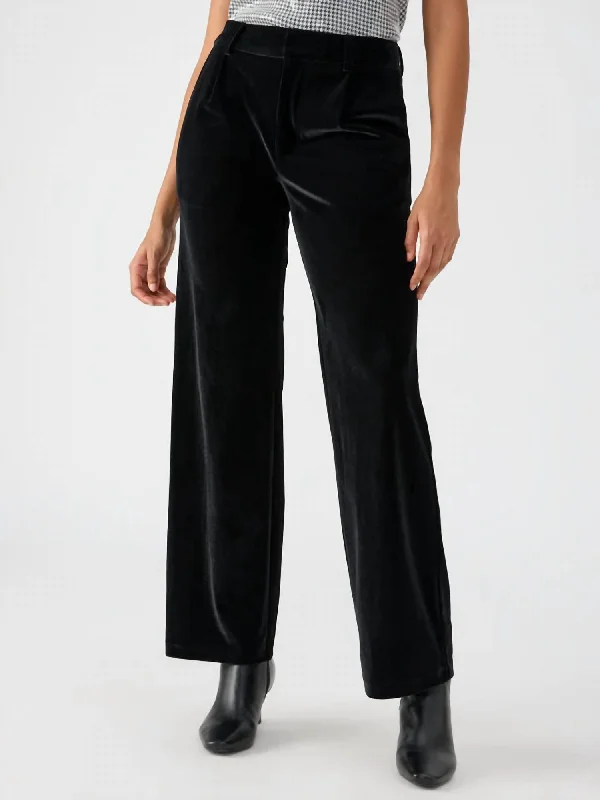 Price Cut Faye Semi High Rise Velvet Trouser Pant In Black