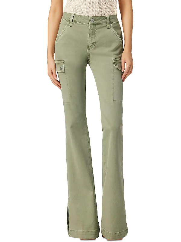 Bonus Savings Frankie Womens Split Hem Denim Cargo Jeans