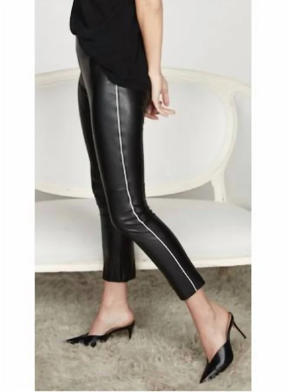 Super Sale Gemma Midrise Skimmer Pant W/ Piping In Black