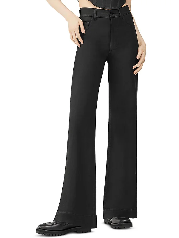 Limited Edition Hepburn Womens Coated Denim Wide Leg Jeans