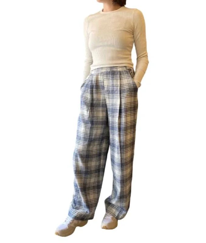 New Deals Hudson Brushed Plaid Trouser In Cream
