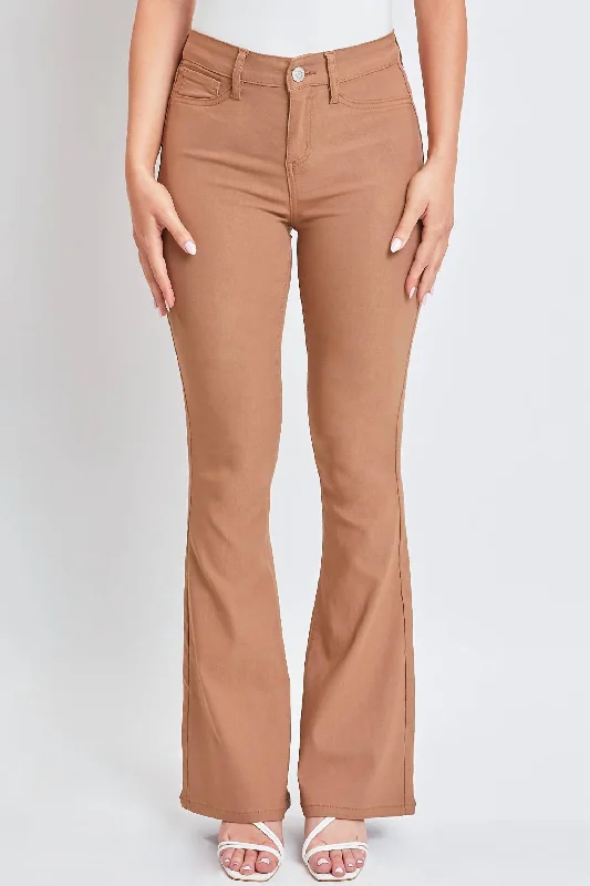 Bargain Bin Hyperstretch High Rise Flare Denim In Almond