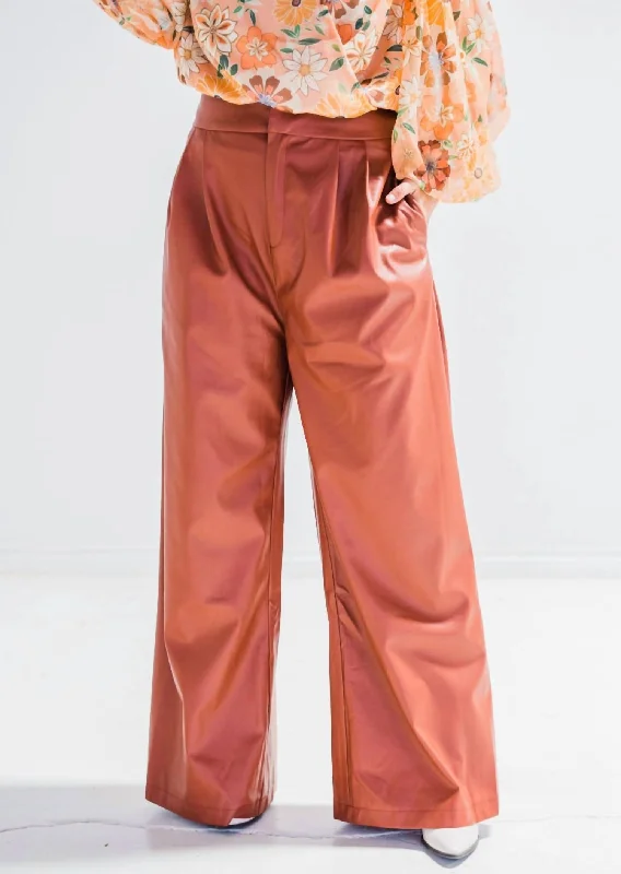 Discount Extravaganza Made For Mocha Leather Pant In Brown