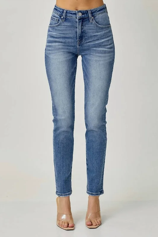 Super Sale Mid Rise Relaxed Skinny Jean In Medium Wash