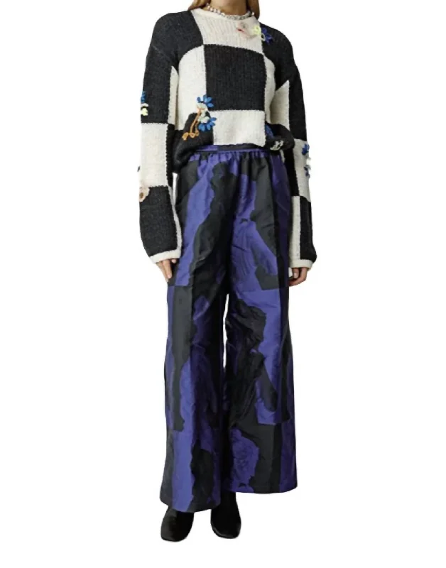 Midnight Madness Musa Jacquard Elasticated Pants In Blue