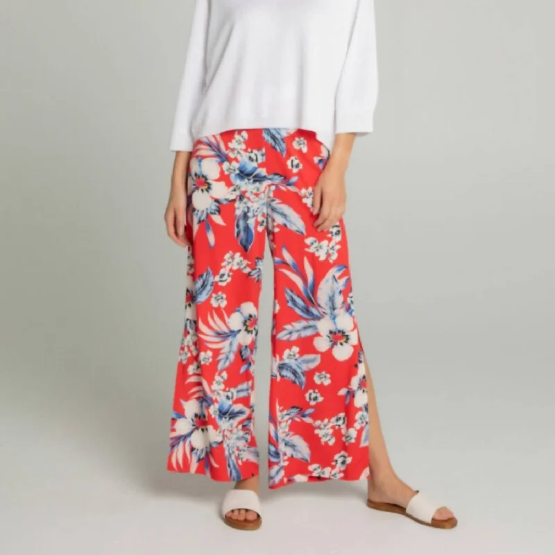Act Fast Palazzo Pant In Red Floral