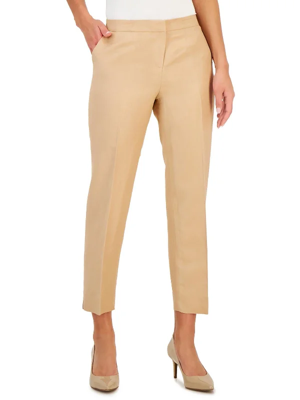 Price Blitz Petites Womens High Rise Solid Straight Leg Pants