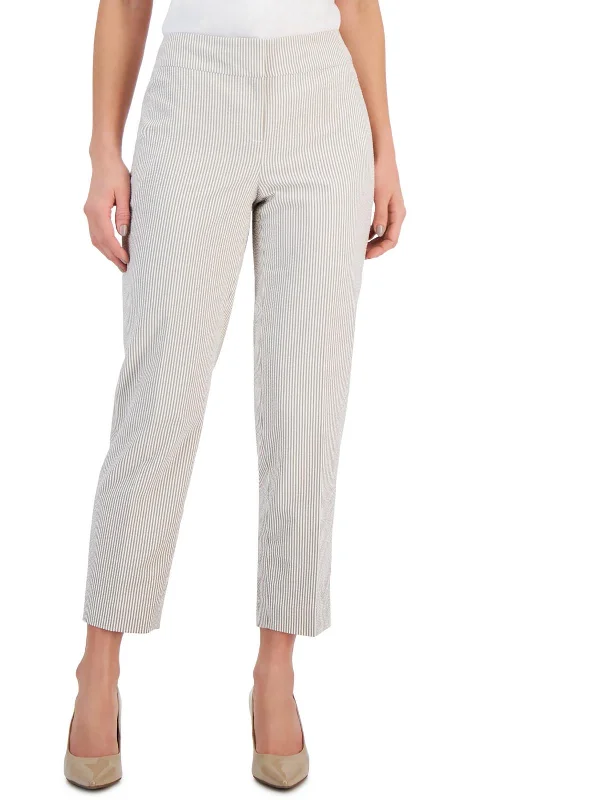 Buy More, Save More Petites Womens Seersucker Mid Rise Cropped Pants