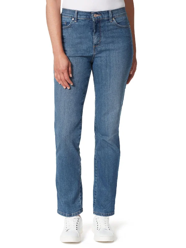 YEAR-End Sale Petites Womens Solid Denim Straight Leg Jeans