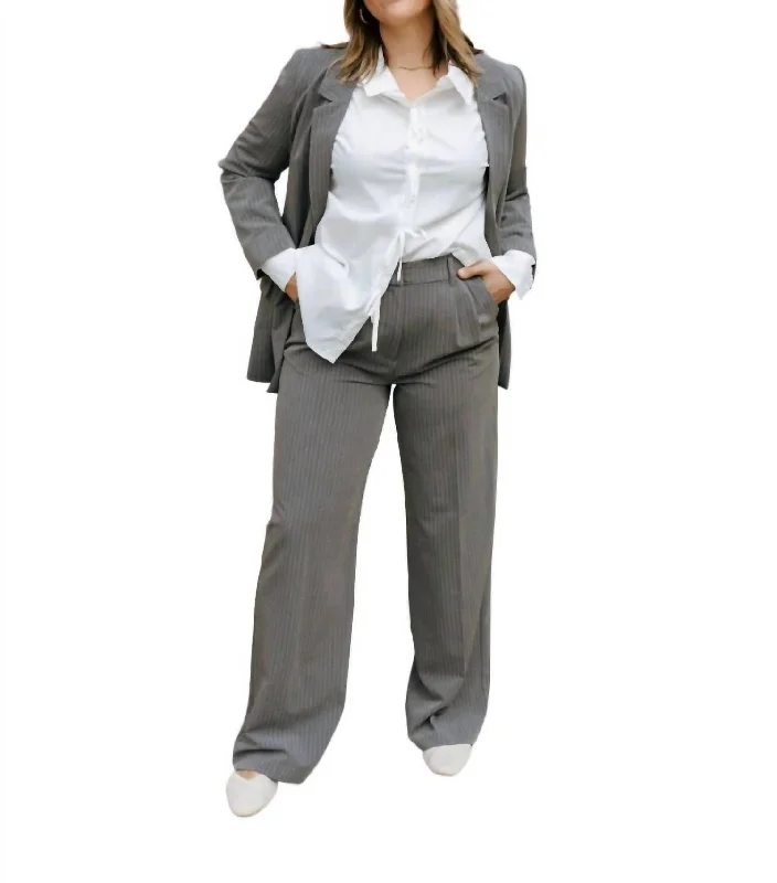 Savings Bonanza Pinstripe Trousers In Gray