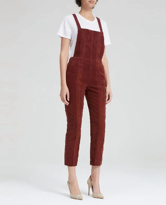 Deep Discounts Pleated Isabelle Overall In Rich Crimson