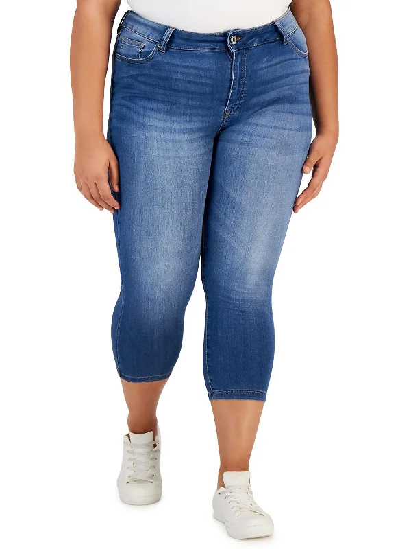 Special Offer Plus Womens Mid-Rise Cropped Skinny Jeans