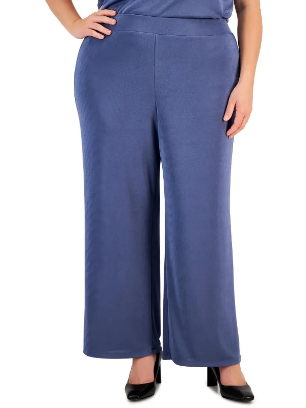 Early Access Plus Womens Shimmer Polyester Wide Leg Pants