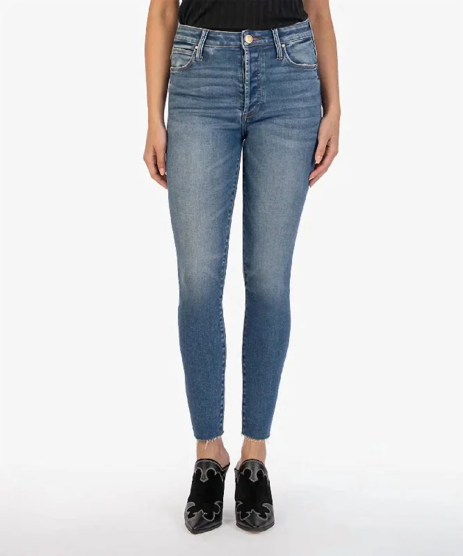 Closeout Sale Positively Charlize High Rise Skinny Jean In Mid Blue