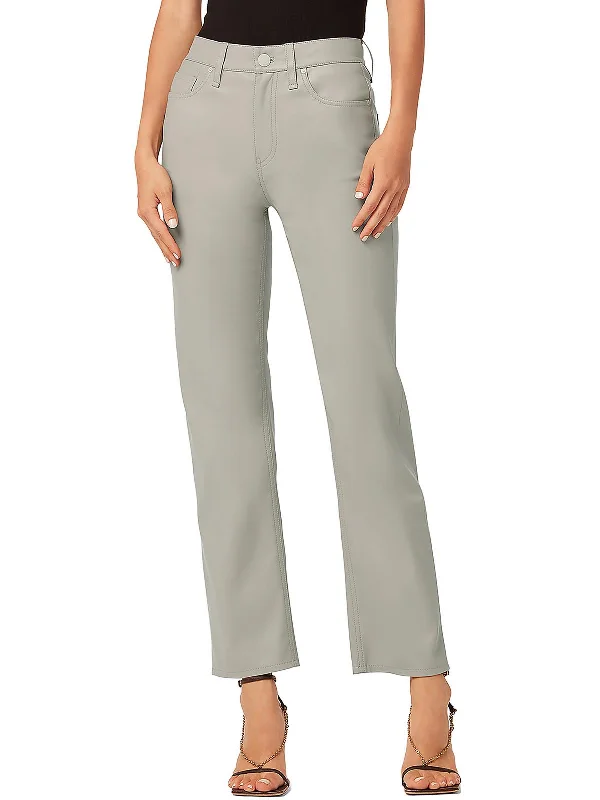 Seasonal Clearance Remi Womens Faux Leather Straight Leg Pants